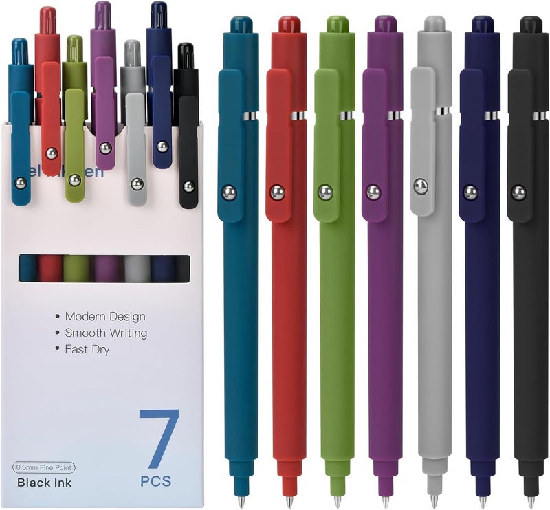 Donse 7 Pcs Gel Pens: 0.5mm Quick Dry Black Ink Fine Point Smooth Writing Pens High-End Series Ballpoint for Journaling Note Taking School Office Supplies Gifts for Women Men Nurse Teacher Students - Image 1